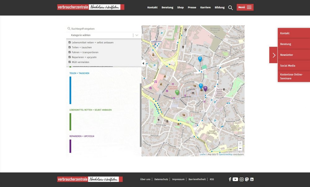 Stadtplan mit Standorte