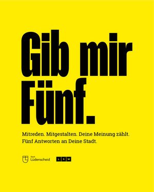 Eine Postkarte mit dem Slogan "Gib mir fünf"