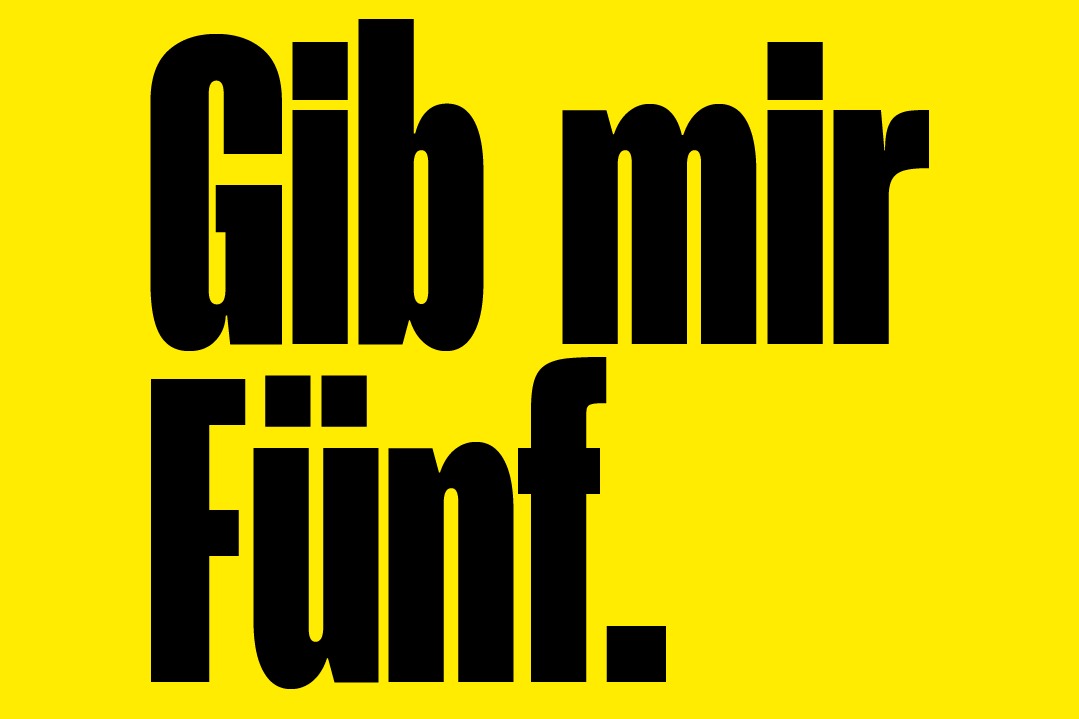 Eine Postkarte mit dem Slogan "Gib mir fünf"