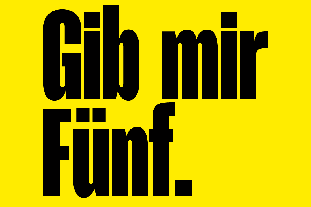 Eine Postkarte mit dem Slogan "Gib mir fünf"