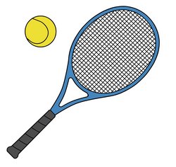 Illustration: Tennisschläger mit Ball