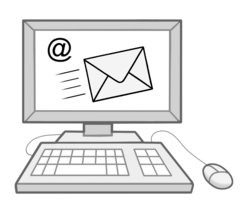 Illustration: Ein Computer-Bildschirm zeigt eine neue E-Mail an