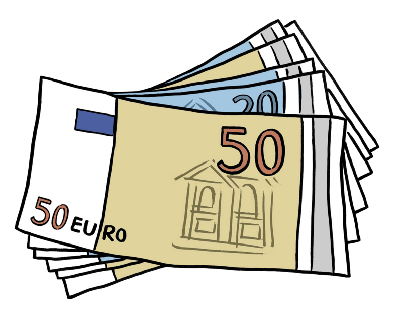 Ein Stapel aus 50- und 20-Euro-Scheinen