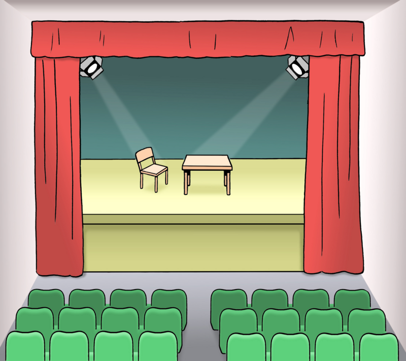 Illustration: Theatersaal mit Bühne