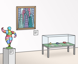 Illustration: Ausstellungsraum in einem Museum