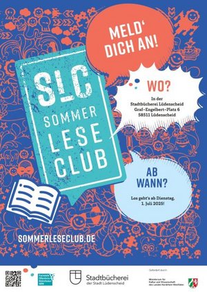 Das Plakat des Sommerleseclub 2025 in der Stadtbücherei Lüdenscheid