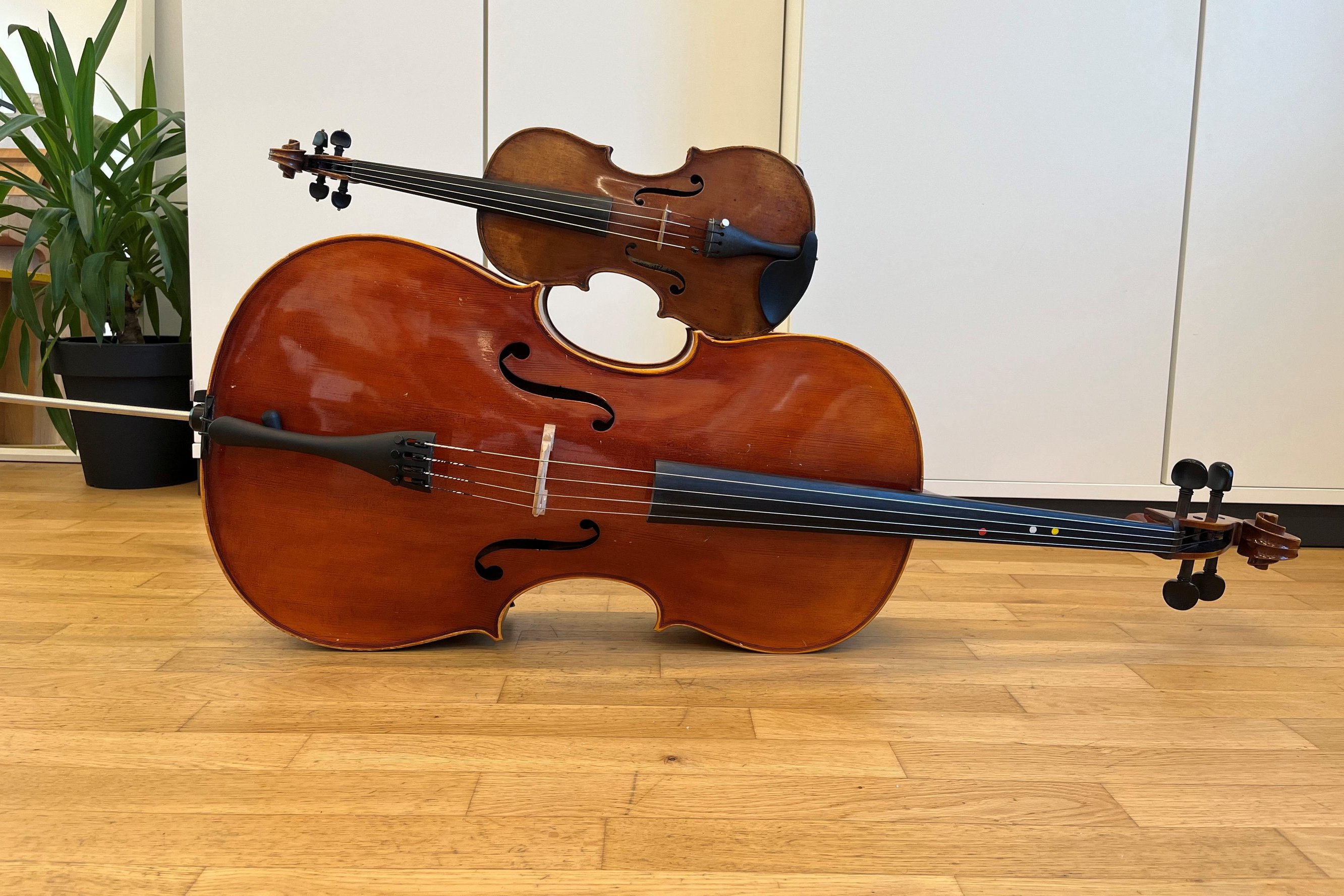 Eine Geige und ein Cello