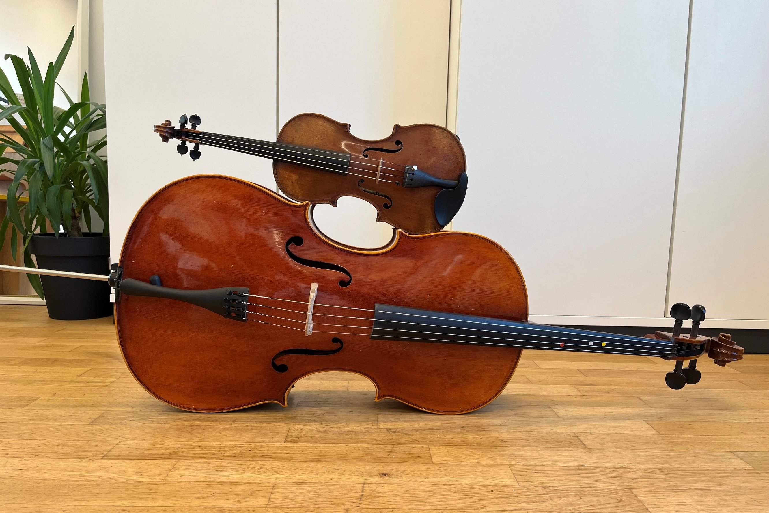 Eine Geige und ein Cello
