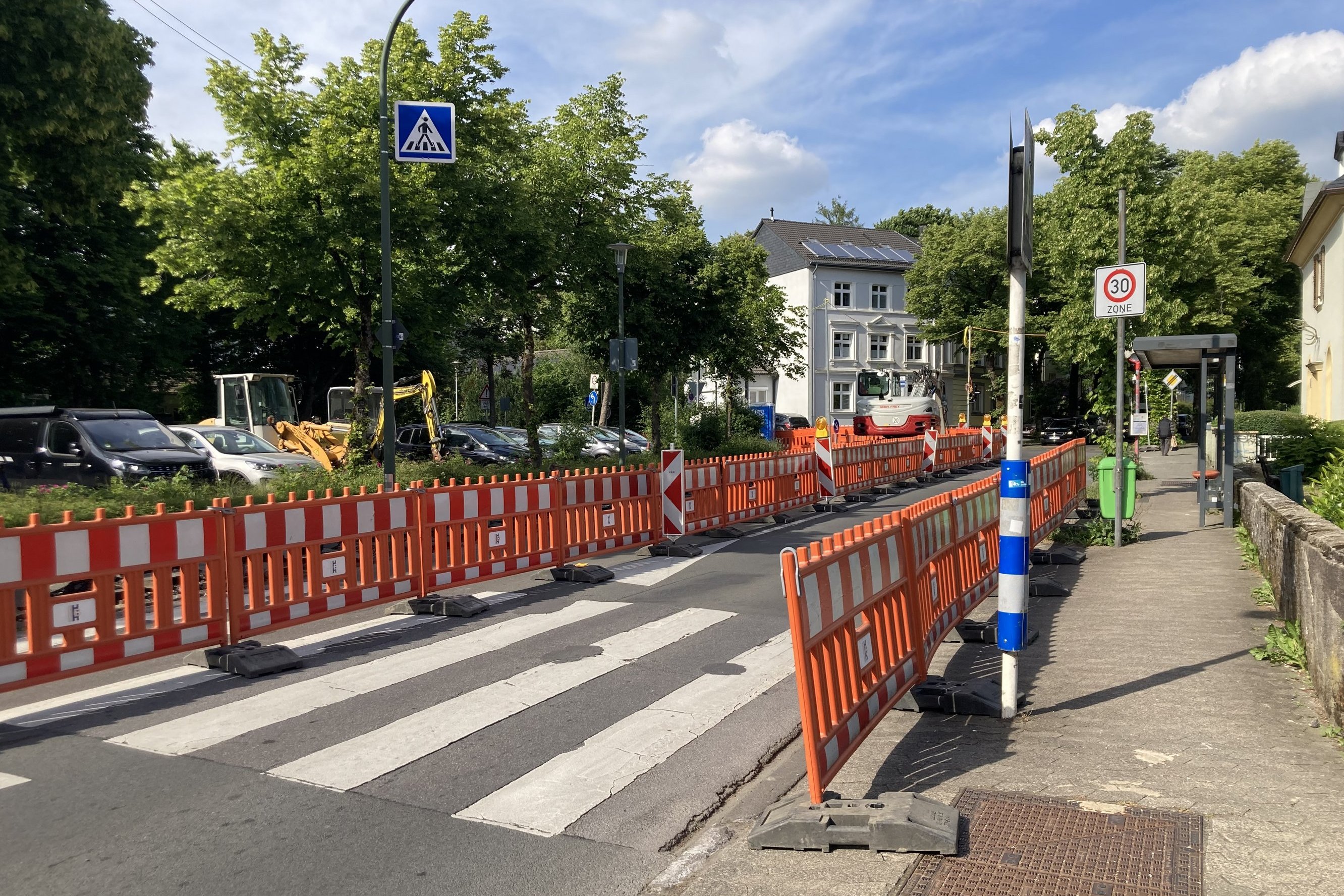Baustelle rund um die Bushaltestellen am Frankenplatz