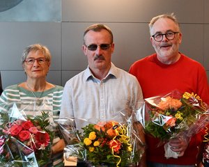 Die ehrenamtliche Behindertenbeauftragte Monika Schwanz mit ihren beiden Stellvertretern Frank Ziermann und Markus Pfeifer